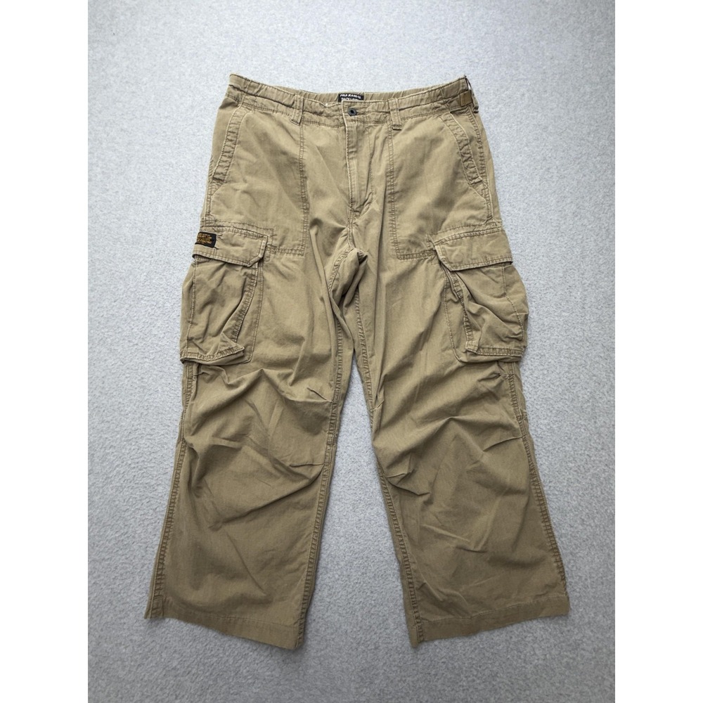 Polo Jeans Co Ralph Lauren Cargo Pants Mens 34x26 Beige Ripstop Military Utility